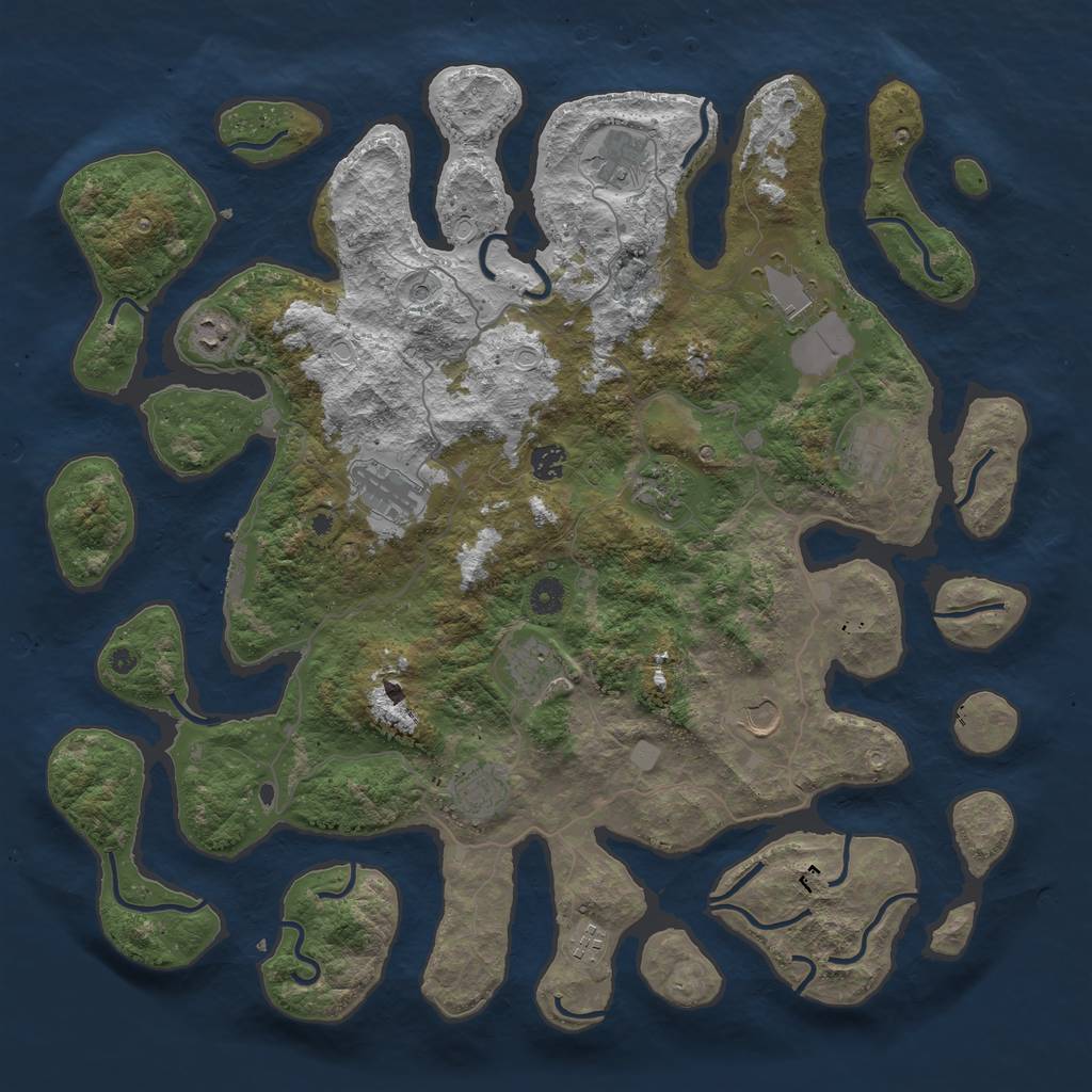 Rust Map: Procedural Map, Size: 4500, Seed: 126351255, 18 Monuments