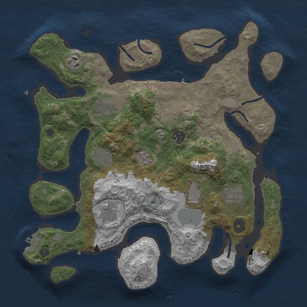 Rust Map: Procedural Map, Size: 3510, Seed: 2036618, 15 Monuments