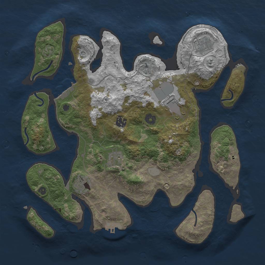 Rust Map: Procedural Map, Size: 3550, Seed: 685184, 13 Monuments