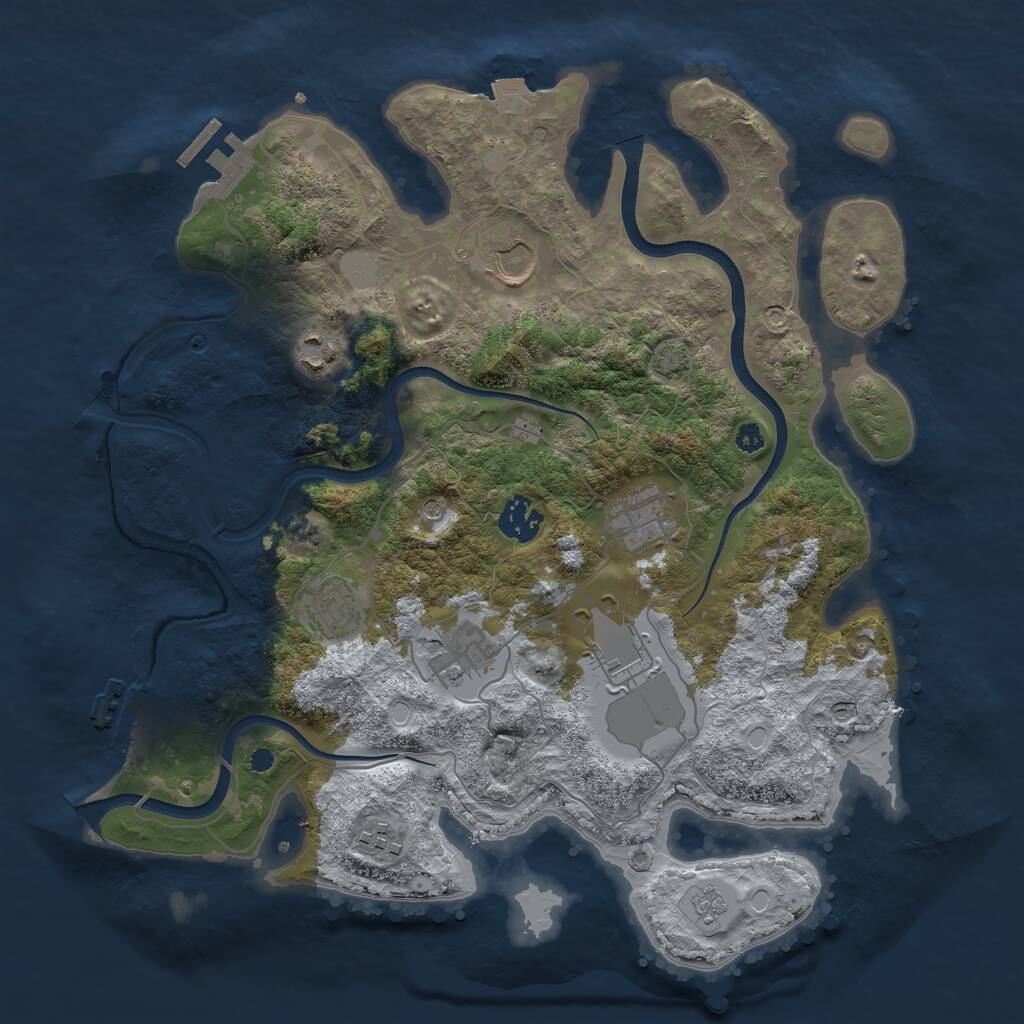 Rust Map: Procedural Map, Size: 3550, Seed: 819399, 14 Monuments