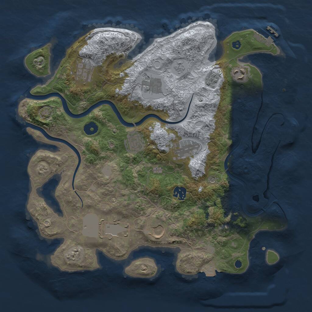 Rust Map: Procedural Map, Size: 3500, Seed: 1091332365, 15 Monuments