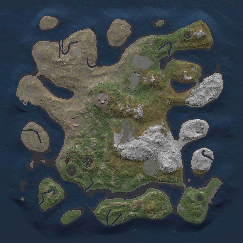 Rust Map: Procedural Map, Size: 3550, Seed: 893949, 14 Monuments
