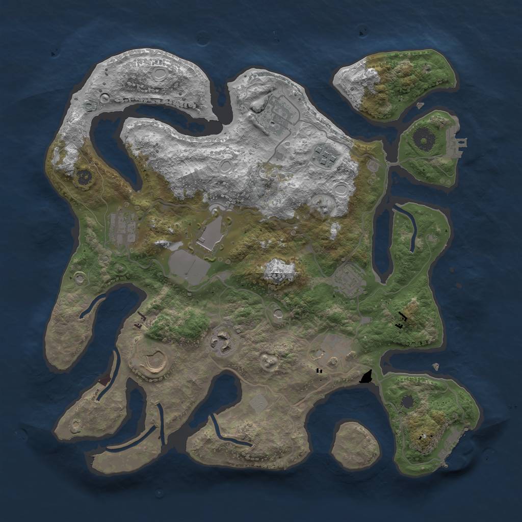 Rust Map: Procedural Map, Size: 3500, Seed: 750673344, 16 Monuments