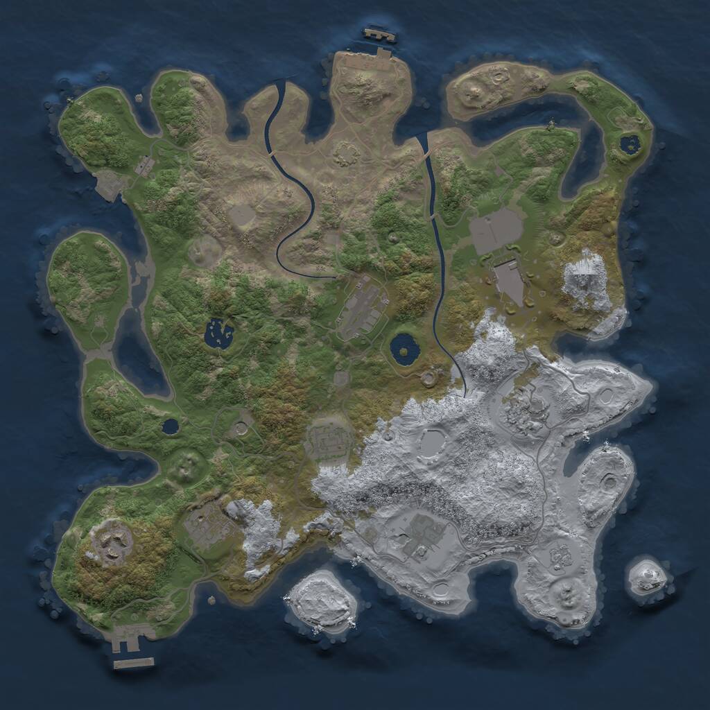 Rust Map: Procedural Map, Size: 3550, Seed: 885195, 14 Monuments