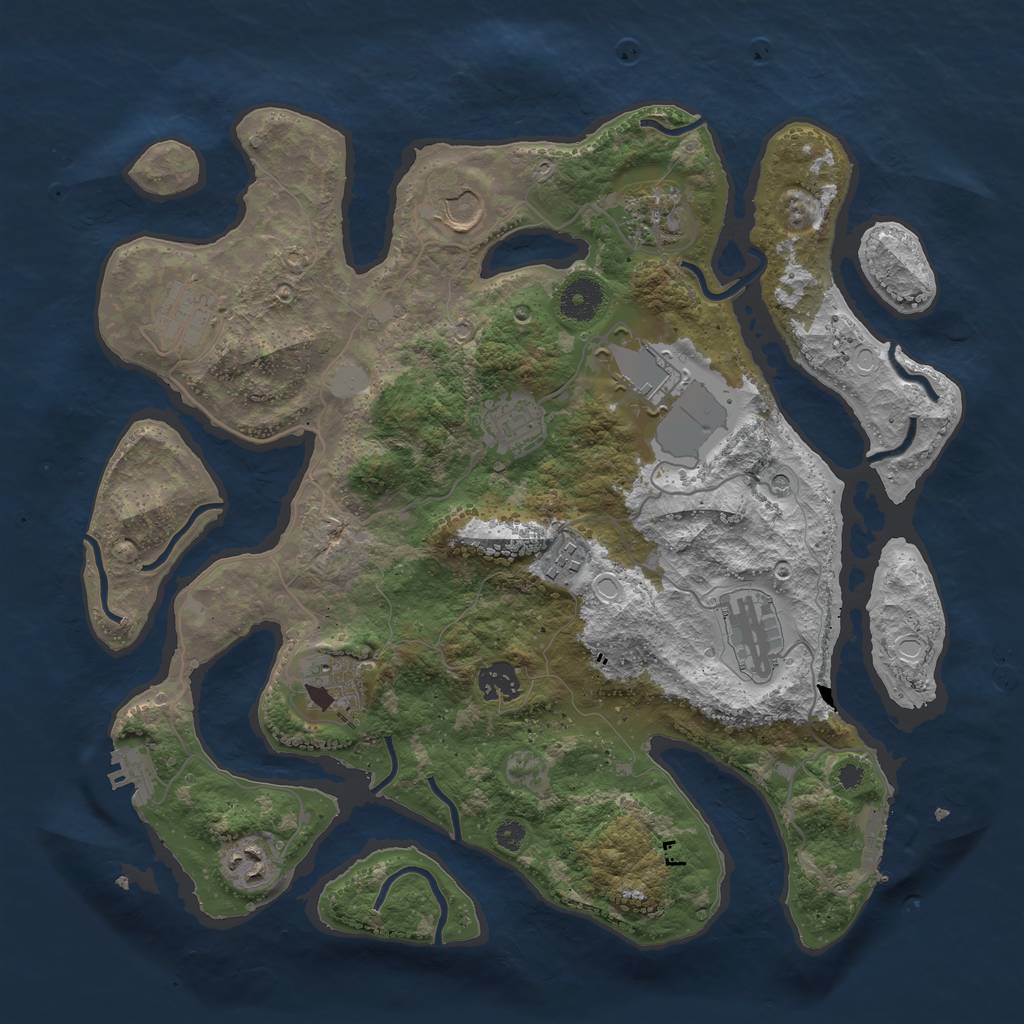 Rust Map: Procedural Map, Size: 3700, Seed: 53427, 18 Monuments