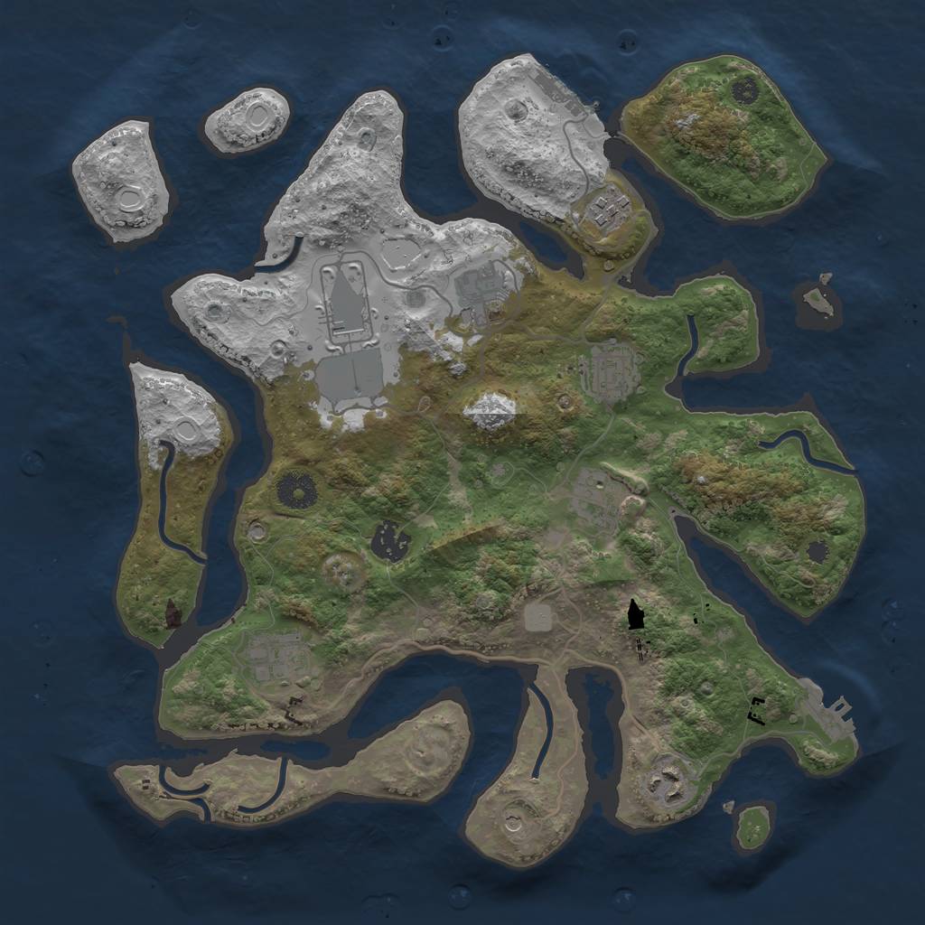 Rust Map: Procedural Map, Size: 3550, Seed: 658080, 16 Monuments