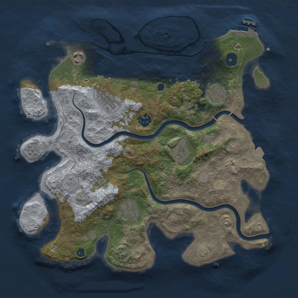 Rust Map: Procedural Map, Size: 3550, Seed: 100746, 12 Monuments