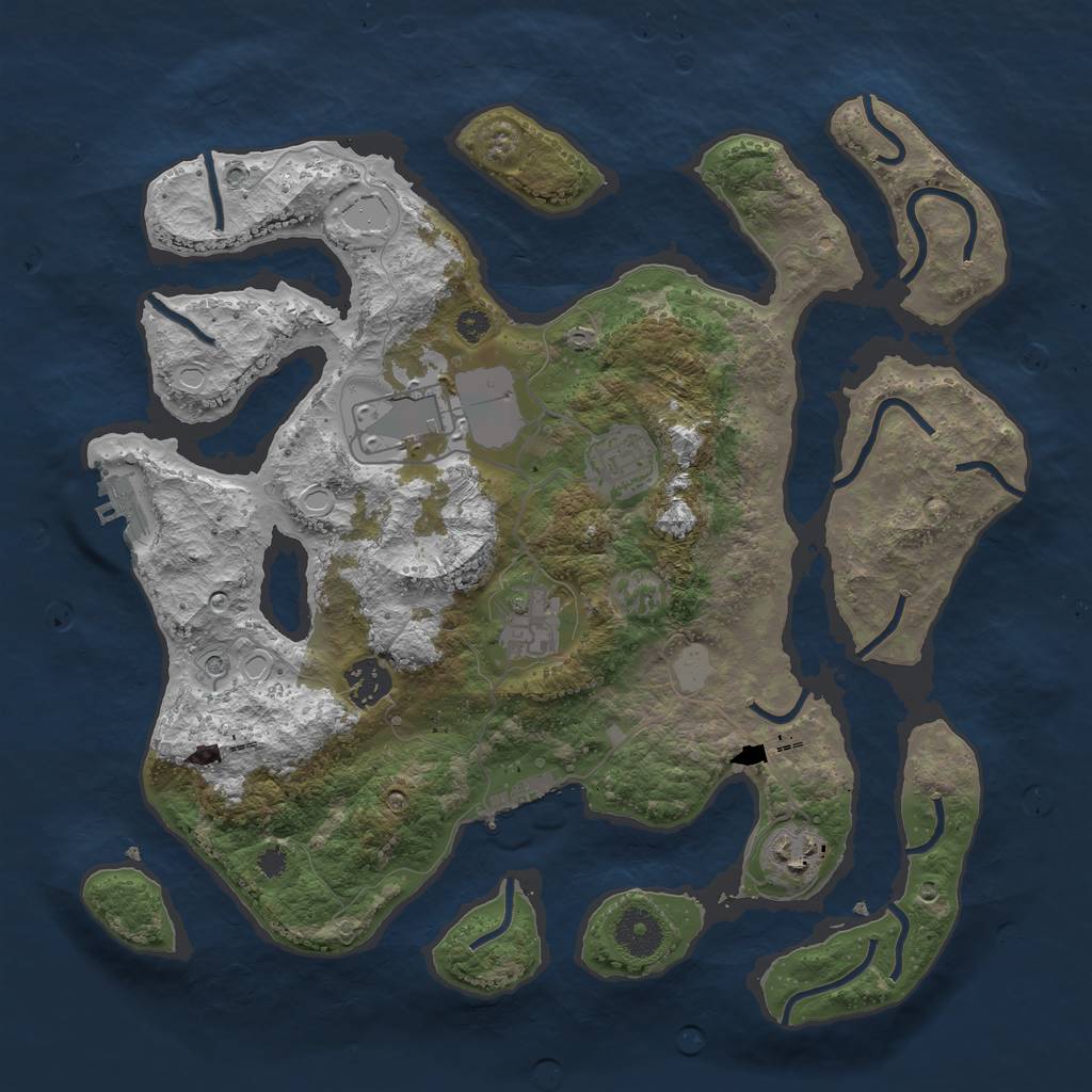 Rust Map: Procedural Map, Size: 3500, Seed: 53482436, 13 Monuments