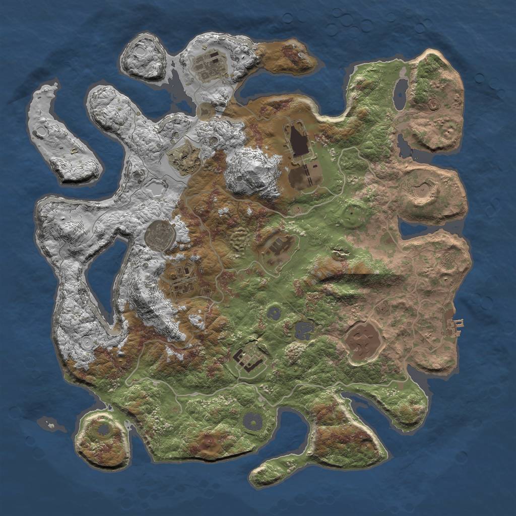 Rust Map: Procedural Map, Size: 4000, Seed: 42, 15 Monuments