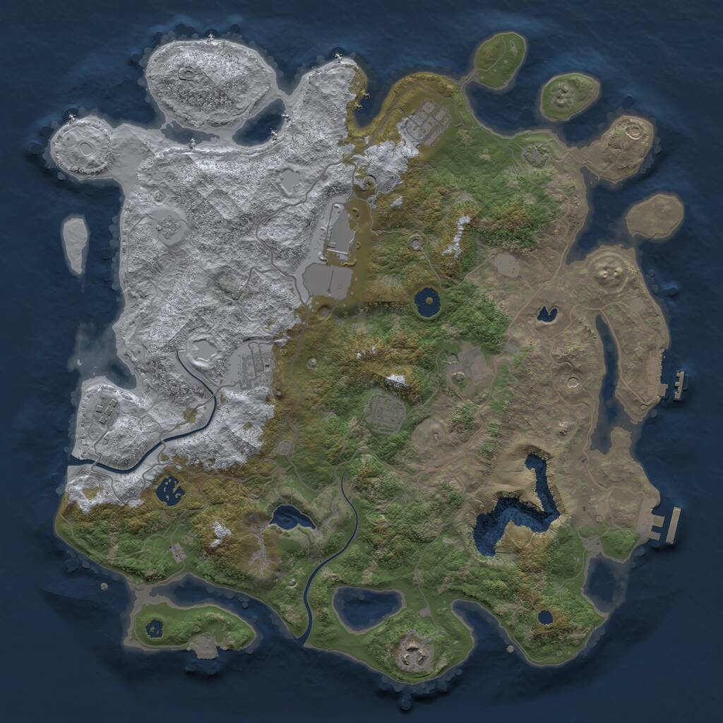 Rust Map: Procedural Map, Size: 4000, Seed: 42, 14 Monuments
