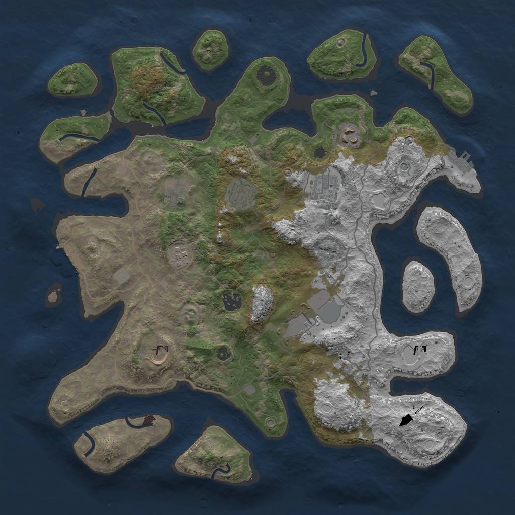 Rust Map: Procedural Map, Size: 4000, Seed: 88360, 16 Monuments