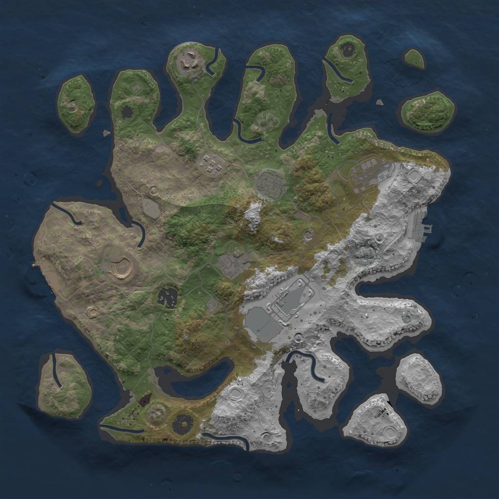 Rust Map: Procedural Map, Size: 3600, Seed: 1666261476, 16 Monuments