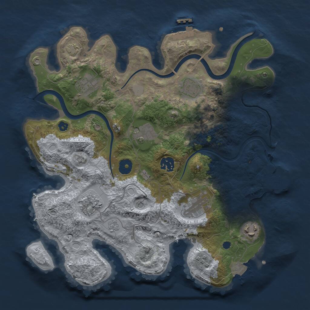 Rust Map: Procedural Map, Size: 3200, Seed: 113917262, 14 Monuments