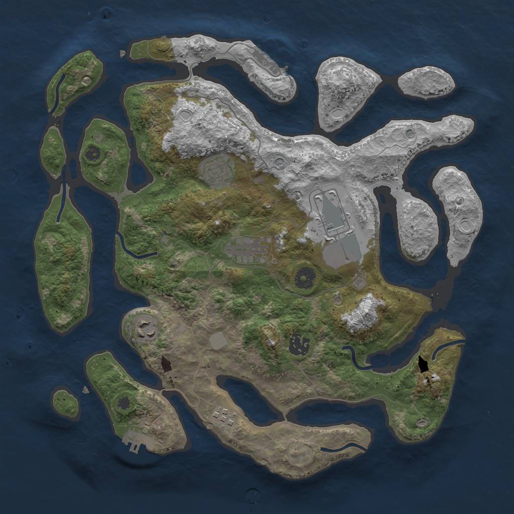 Rust Map: Procedural Map, Size: 3550, Seed: 680635, 14 Monuments