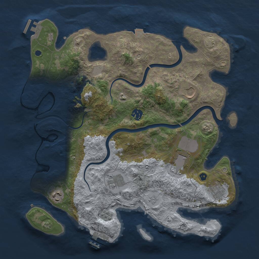 Rust Map: Procedural Map, Size: 3550, Seed: 349594, 13 Monuments