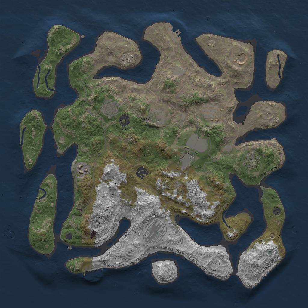 Rust Map: Procedural Map, Size: 4000, Seed: 430380, 18 Monuments