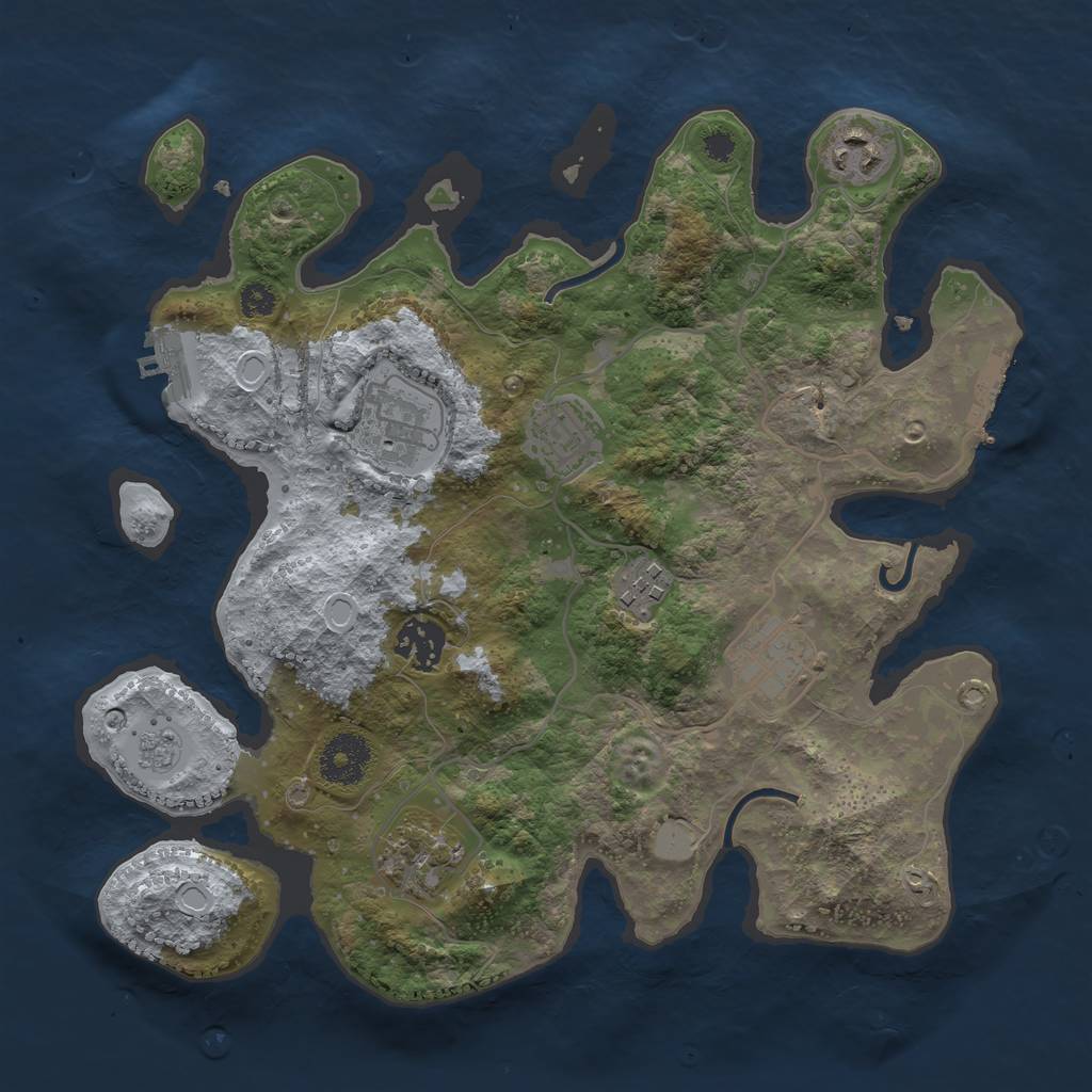 Rust Map: Procedural Map, Size: 3200, Seed: 12345, 15 Monuments