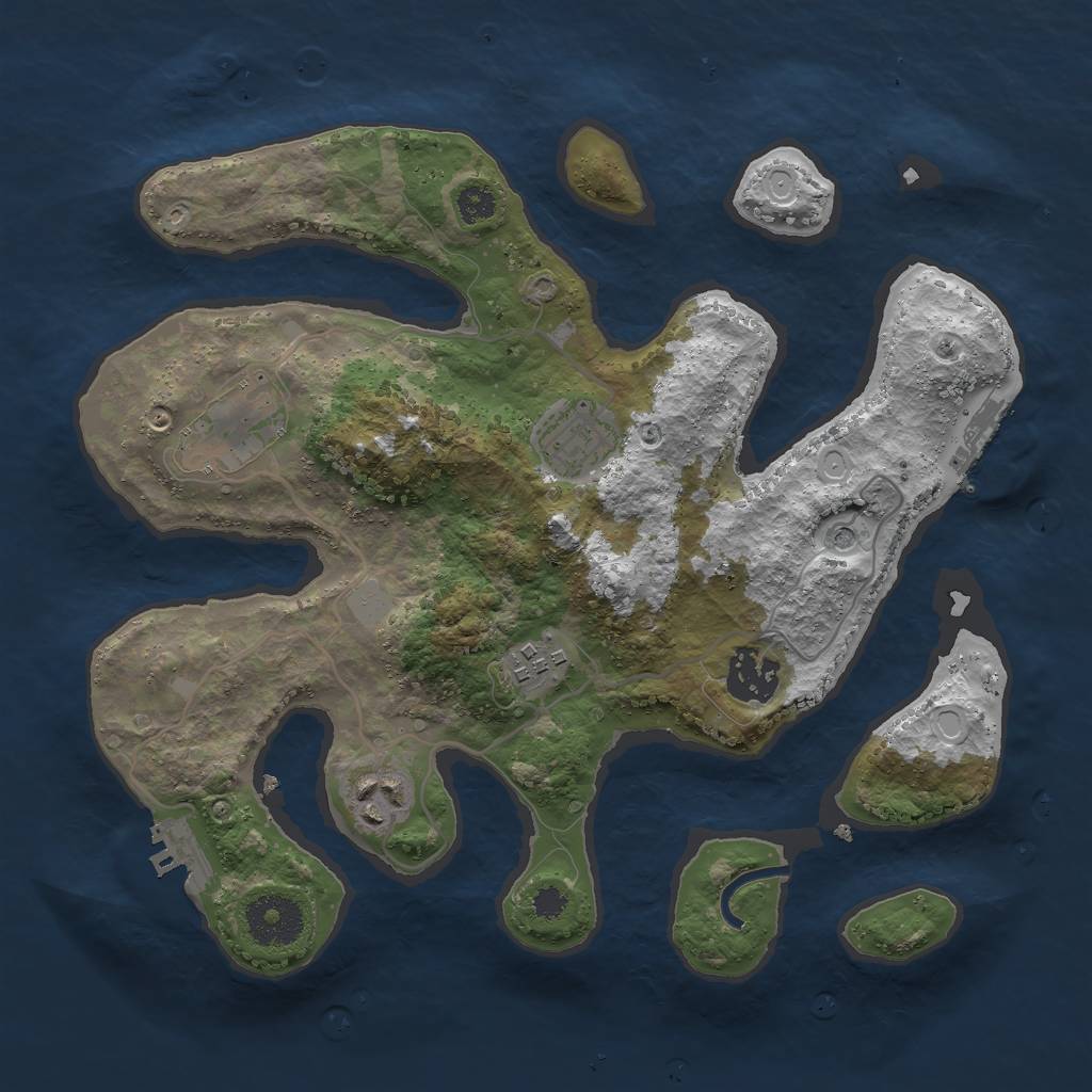 Rust Map: Procedural Map, Size: 3000, Seed: 1584158338, 13 Monuments