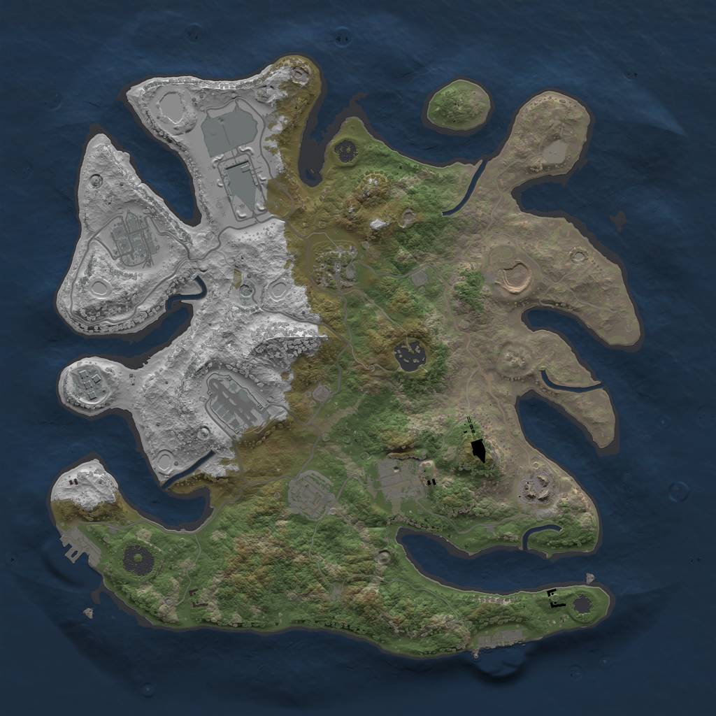 Rust Map: Procedural Map, Size: 3500, Seed: 1844022869, 18 Monuments