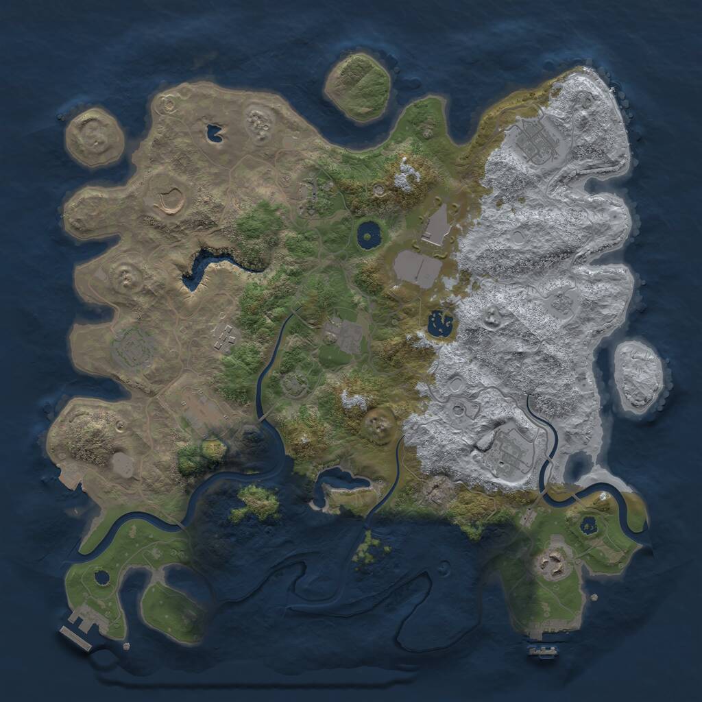 Rust Map: Procedural Map, Size: 4000, Seed: 778166, 17 Monuments