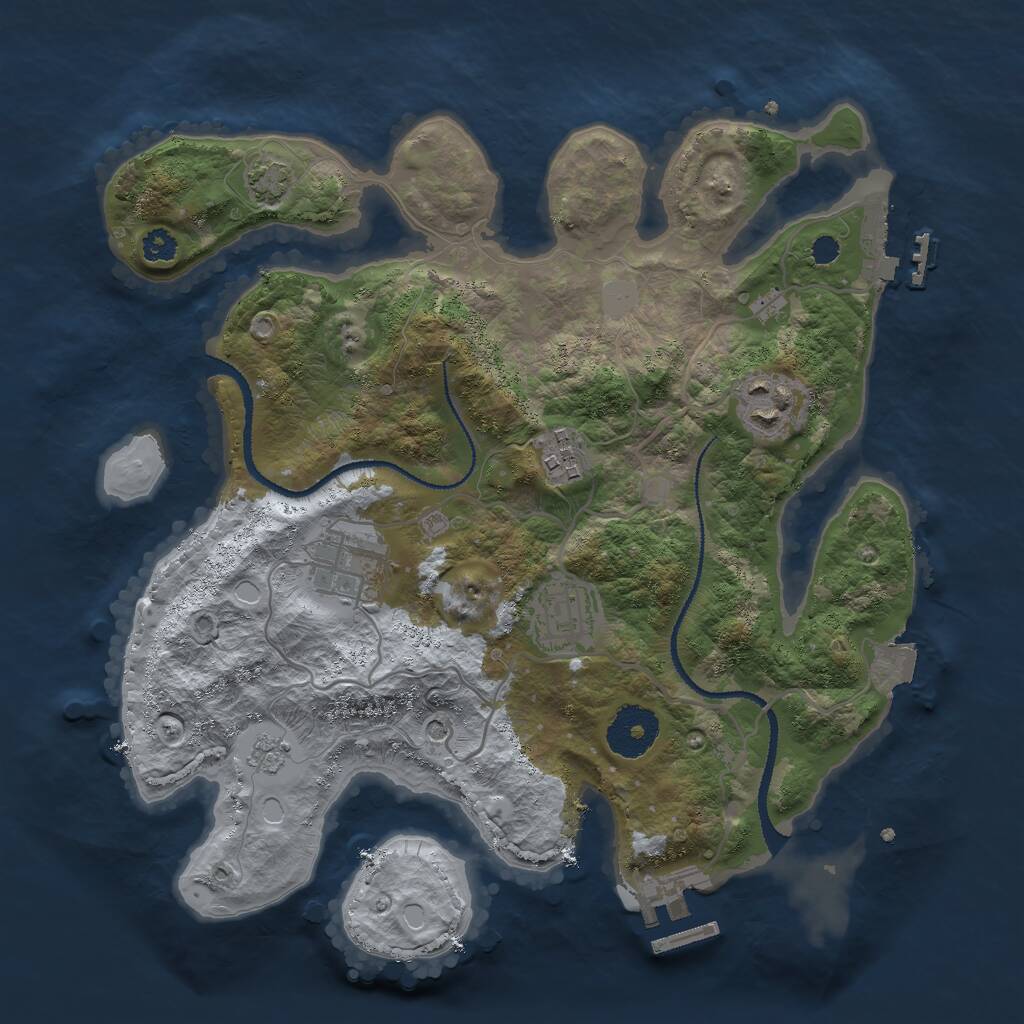 Rust Map: Procedural Map, Size: 3000, Seed: 963560780, 10 Monuments