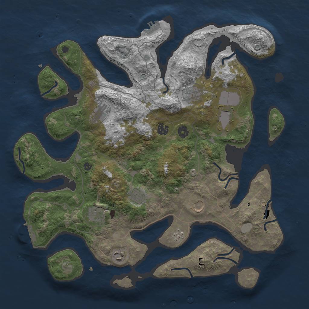 Rust Map: Procedural Map, Size: 4000, Seed: 3539940, 17 Monuments