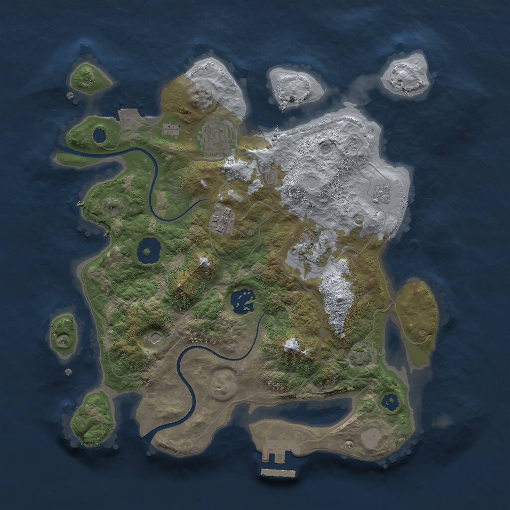 Rust Map: Procedural Map, Size: 3000, Seed: 35823, 9 Monuments
