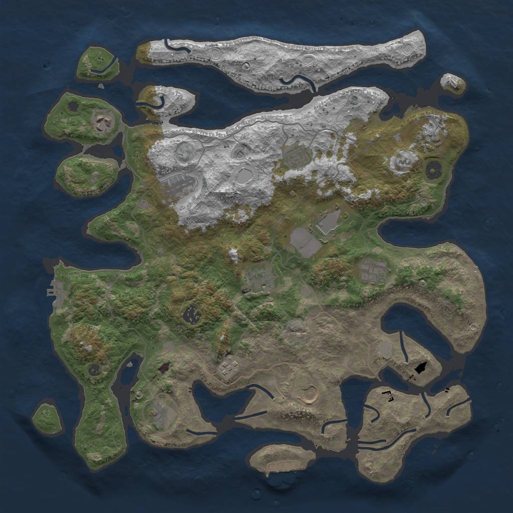 Rust Map: Procedural Map, Size: 4300, Seed: 1832939265, 19 Monuments