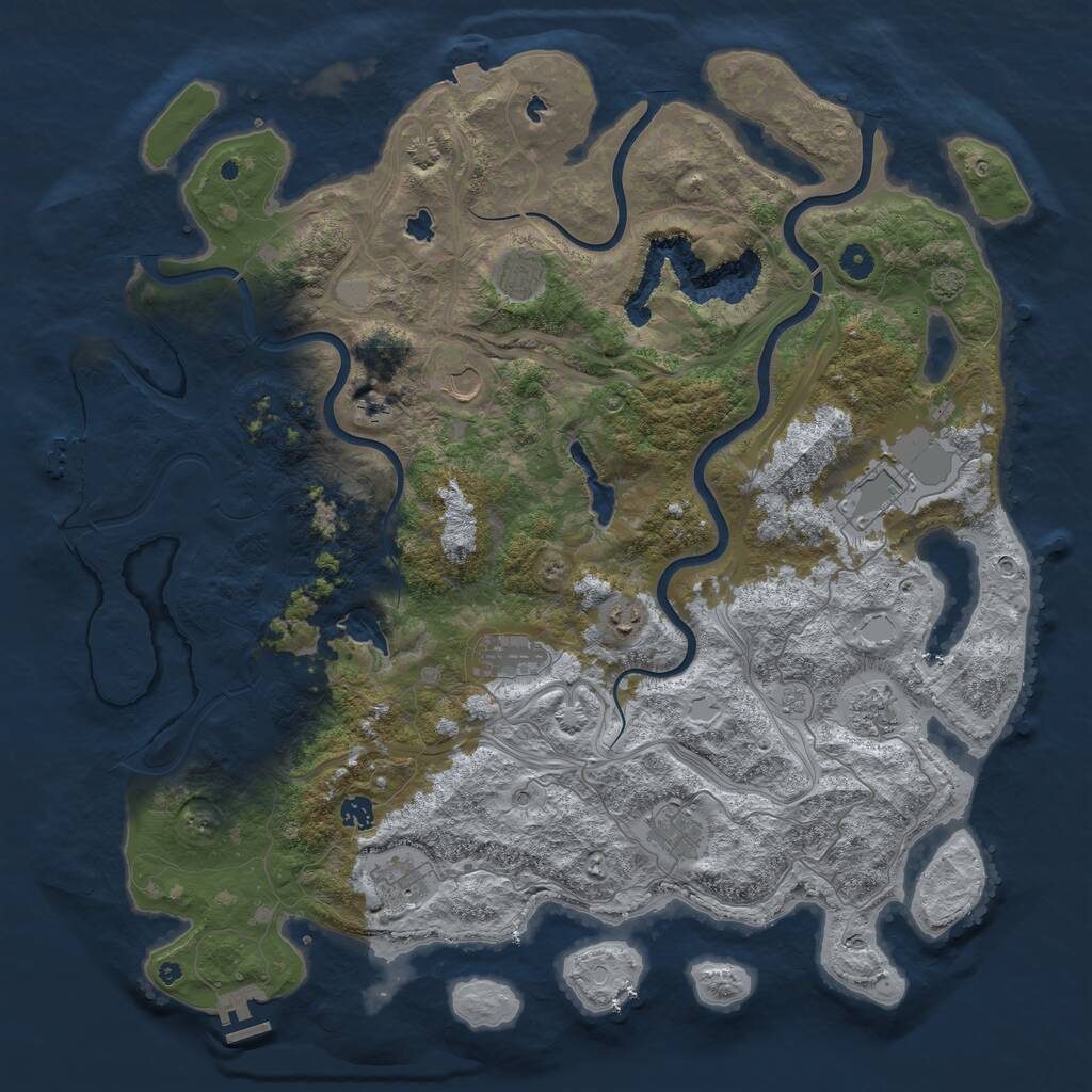 Rust Map: Procedural Map, Size: 4800, Seed: 105500658, 16 Monuments