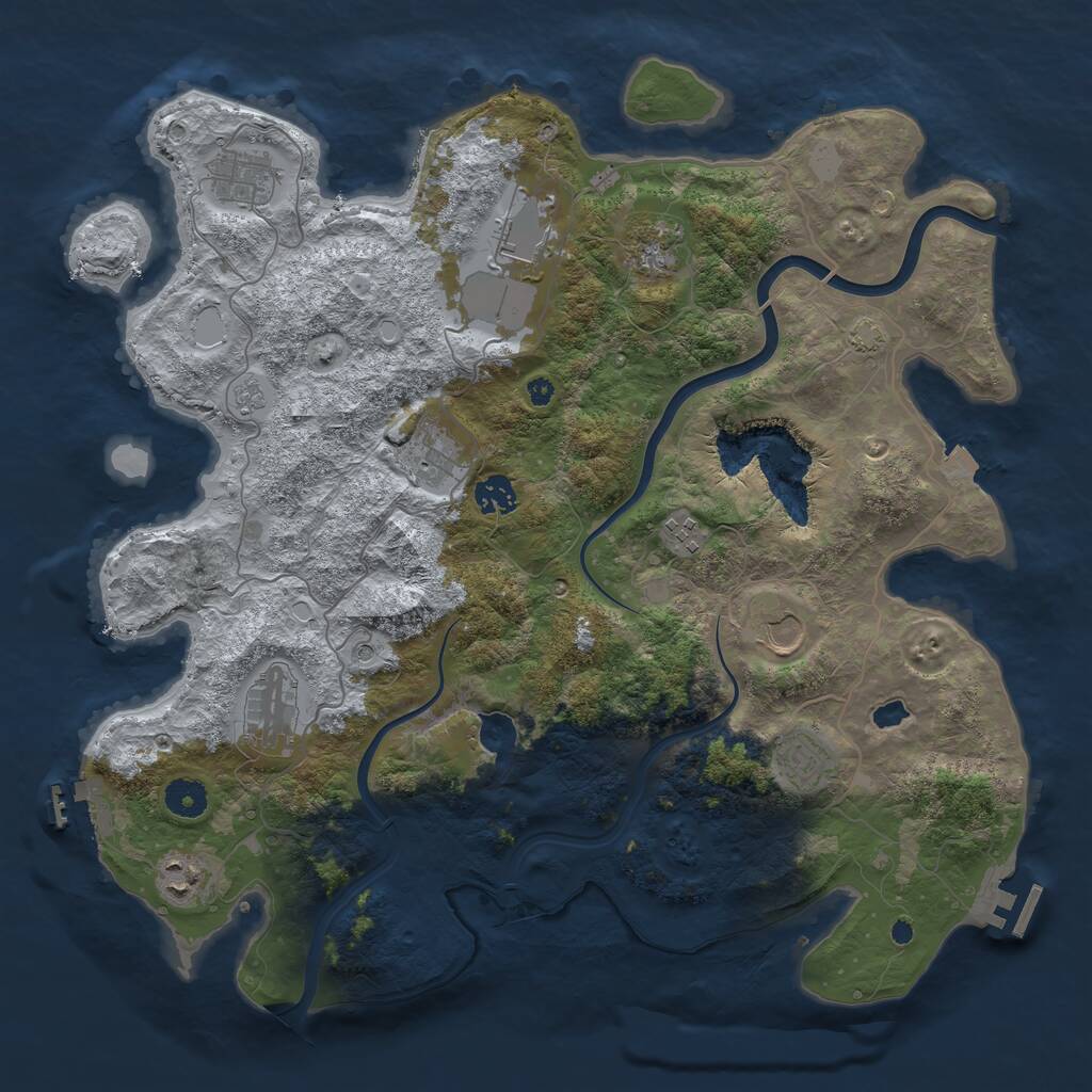 Rust Map: Procedural Map, Size: 4000, Seed: 91212, 16 Monuments