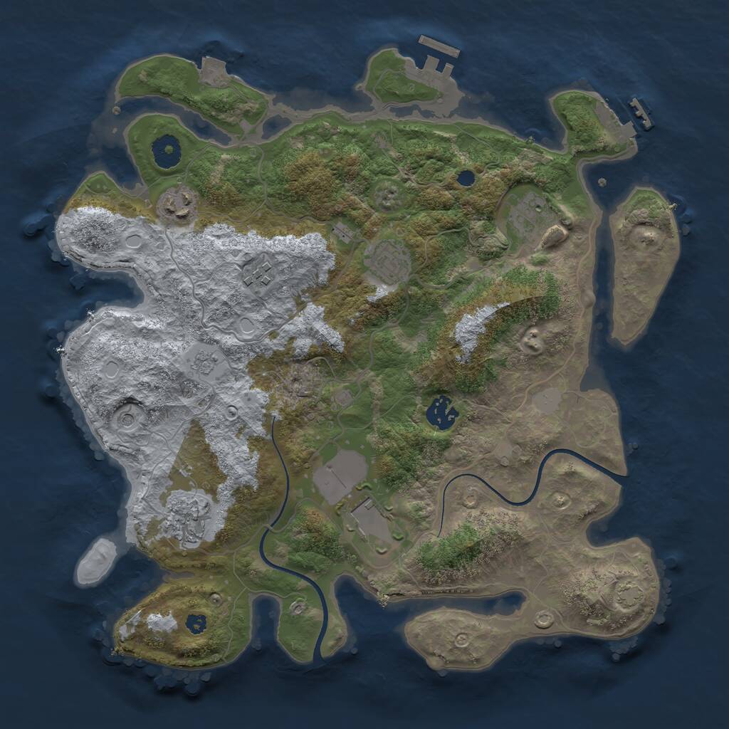Rust Map: Procedural Map, Size: 3500, Seed: 126658, 13 Monuments