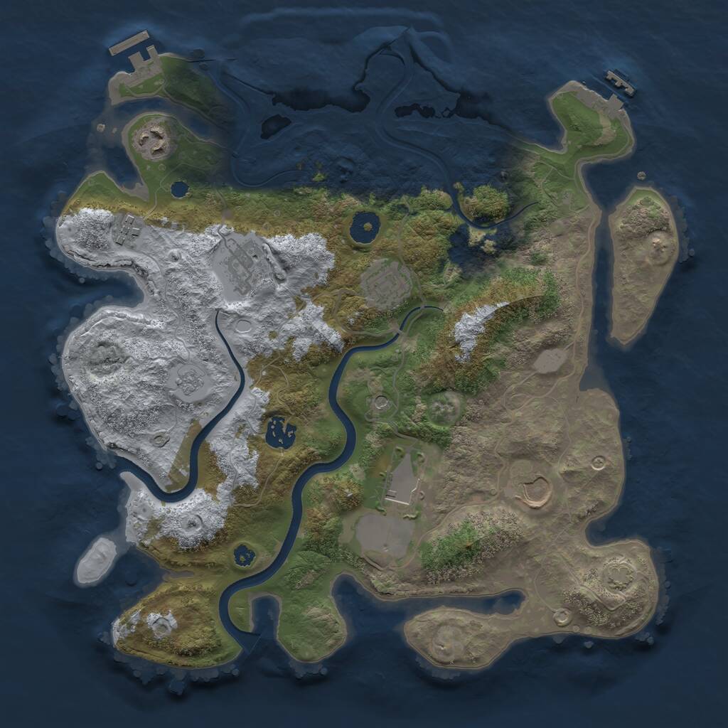 Rust Map: Procedural Map, Size: 3500, Seed: 126658, 13 Monuments