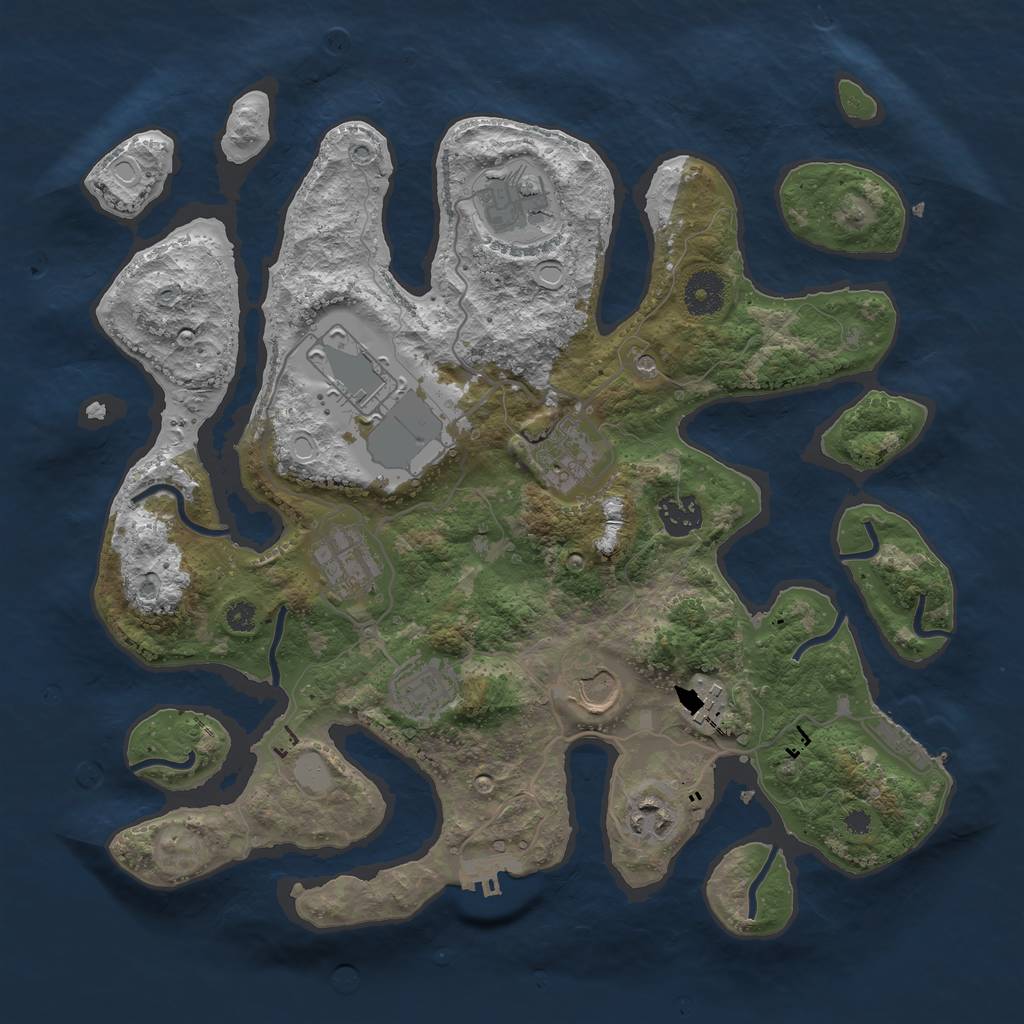 Rust Map: Procedural Map, Size: 3550, Seed: 352438, 17 Monuments