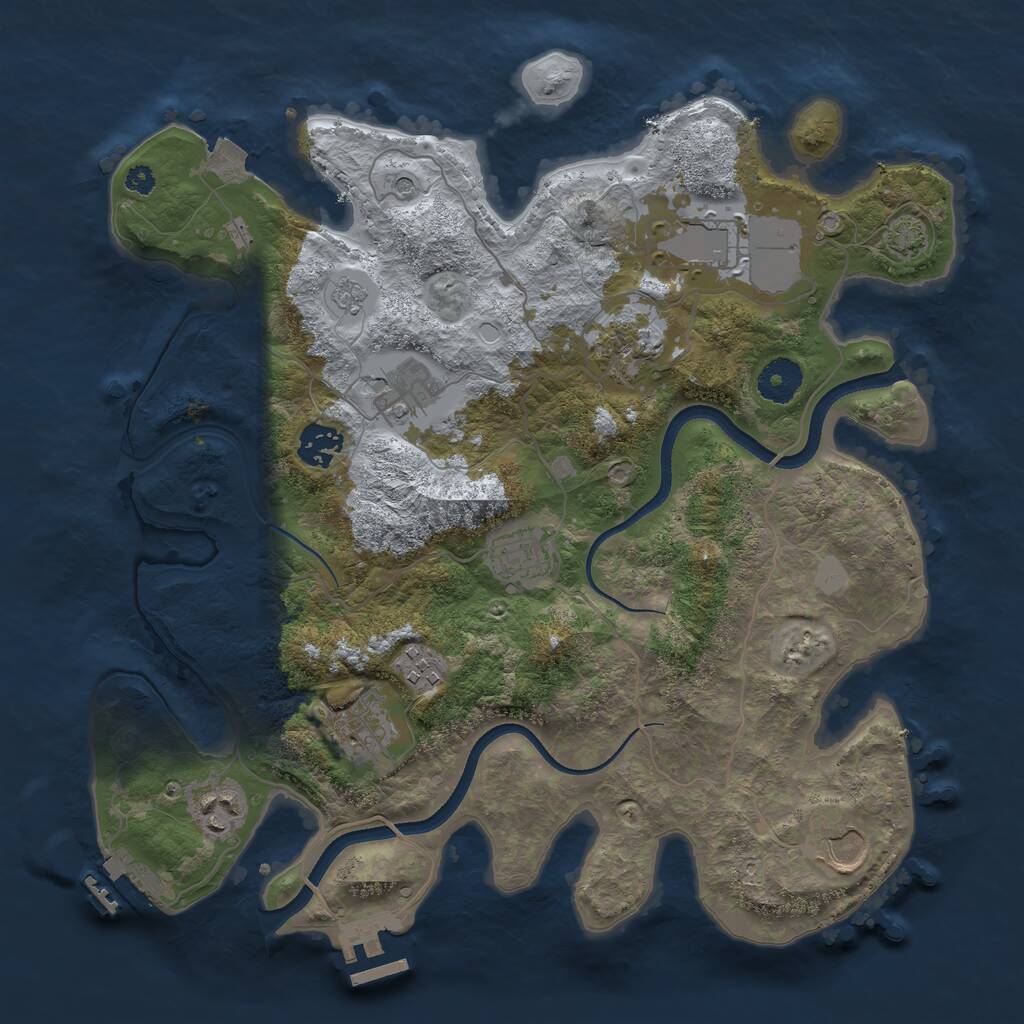 Rust Map: Procedural Map, Size: 3510, Seed: 2450145, 15 Monuments