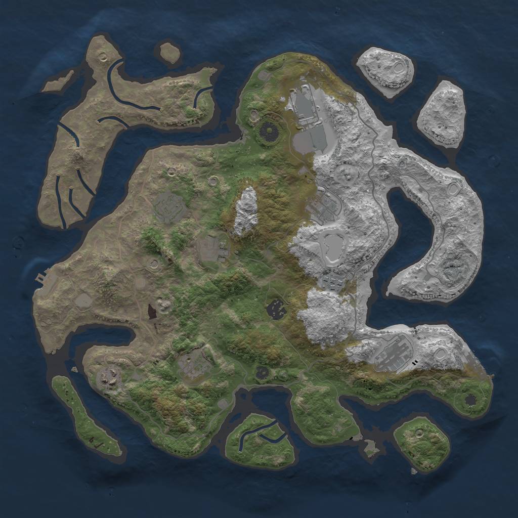 Rust Map: Procedural Map, Size: 4000, Seed: 965428, 17 Monuments