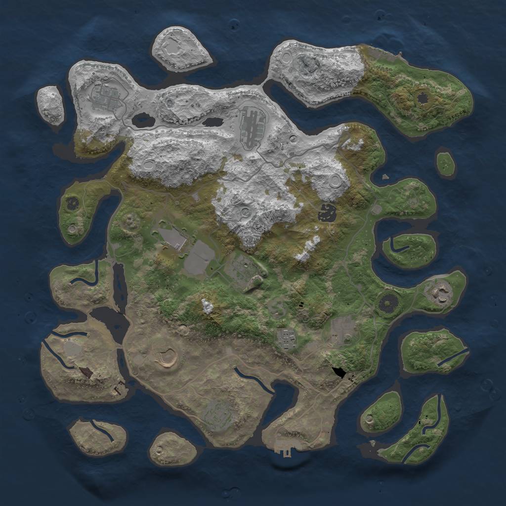 Rust Map: Procedural Map, Size: 4000, Seed: 192837465, 18 Monuments