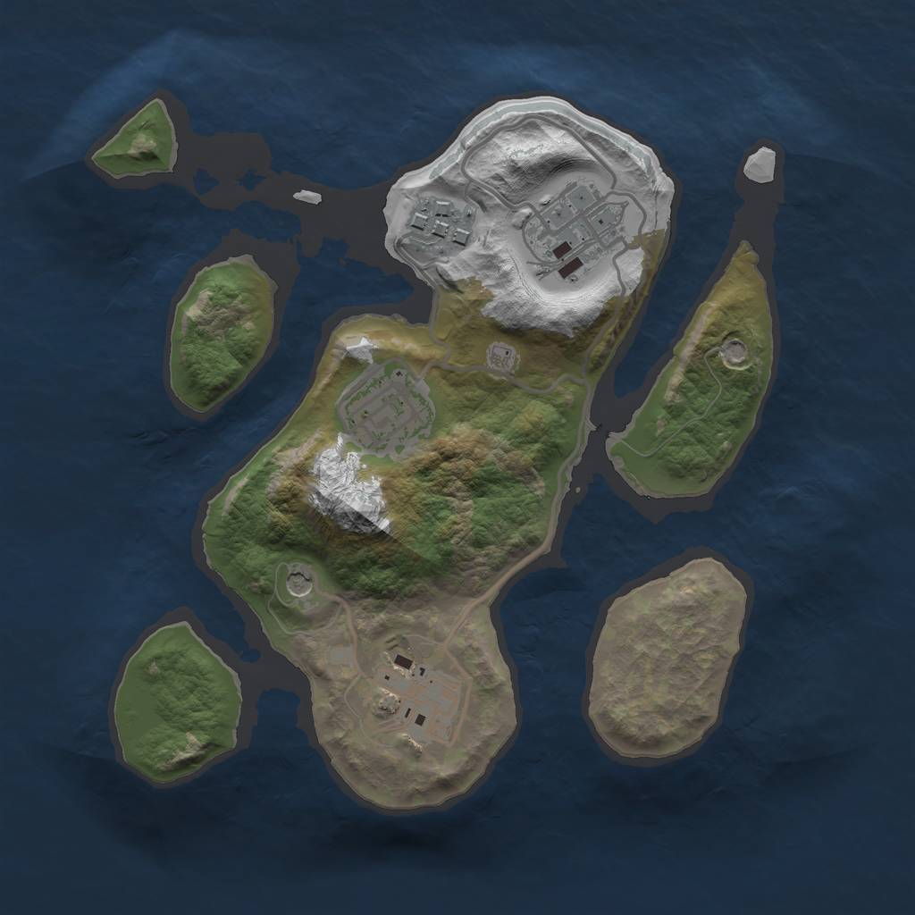 Rust Map: Barren, Size: 2300, Seed: 1, 7 Monuments