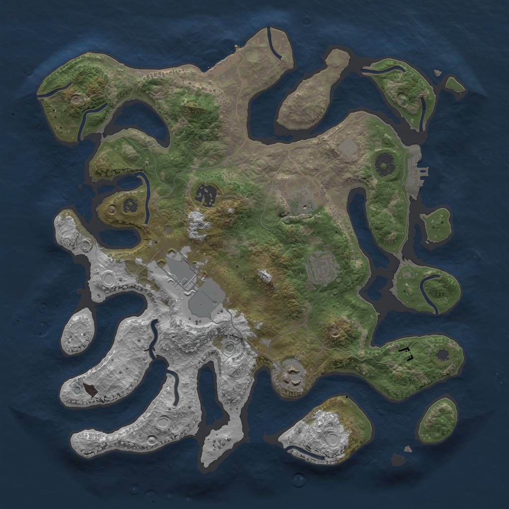 Rust Map: Procedural Map, Size: 3510, Seed: 3122052, 13 Monuments