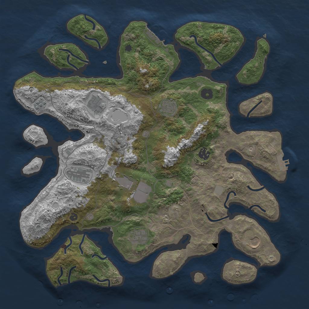 Rust Map: Procedural Map, Size: 4000, Seed: 5331197, 16 Monuments