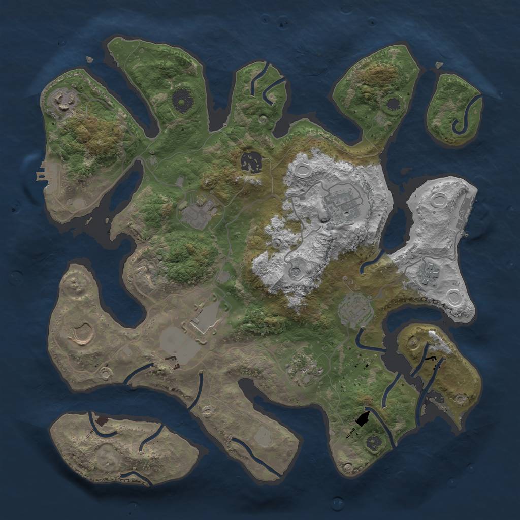 Rust Map: Procedural Map, Size: 3510, Seed: 1263529, 17 Monuments
