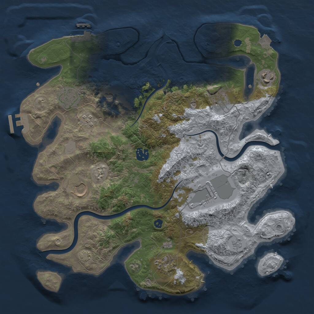 Rust Map: Procedural Map, Size: 3500, Seed: 815744773, 15 Monuments