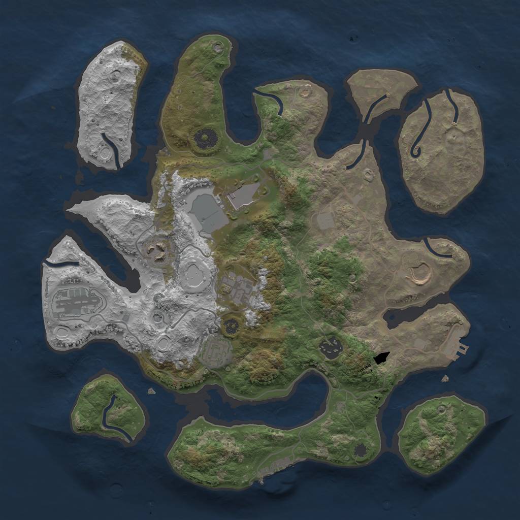 Rust Map: Procedural Map, Size: 3550, Seed: 916413, 15 Monuments
