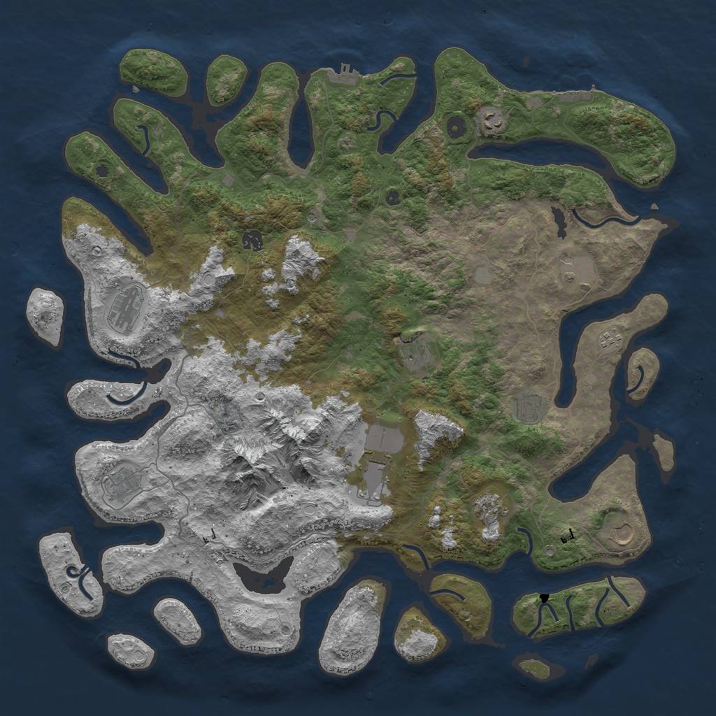 Rust Map: Procedural Map, Size: 5000, Seed: 6969, 19 Monuments