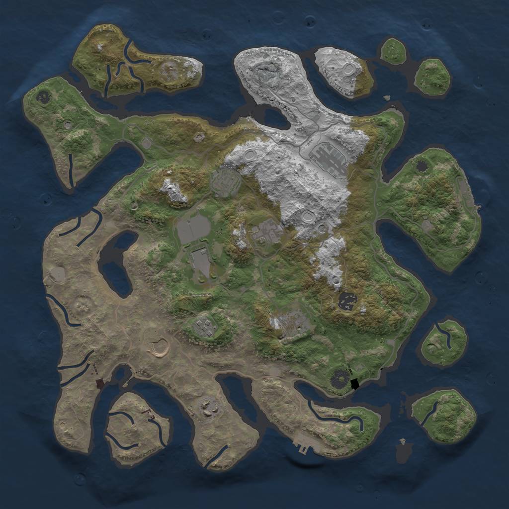 Rust Map: Procedural Map, Size: 4000, Seed: 4489590, 17 Monuments