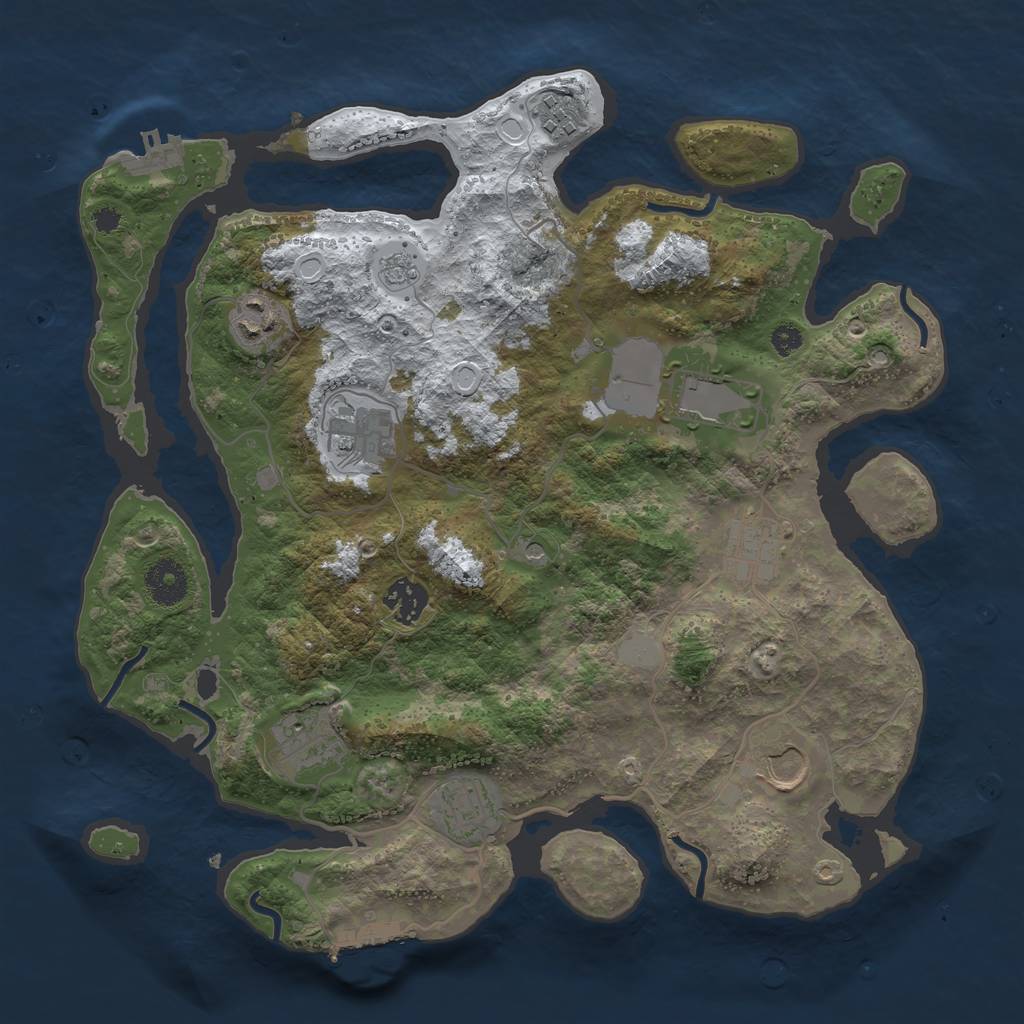 Rust Map: Procedural Map, Size: 3500, Seed: 76666, 18 Monuments