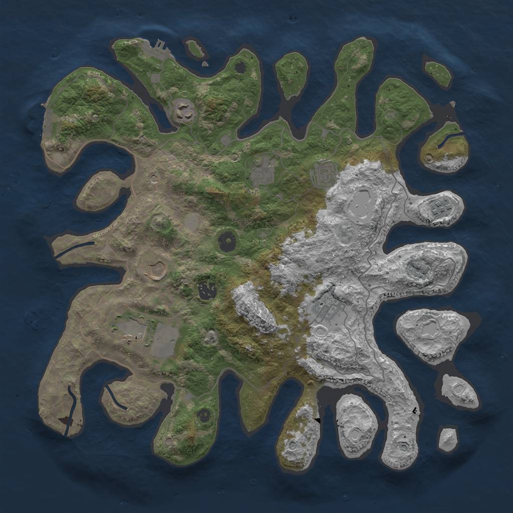 Rust Map: Procedural Map, Size: 4000, Seed: 2975684, 16 Monuments