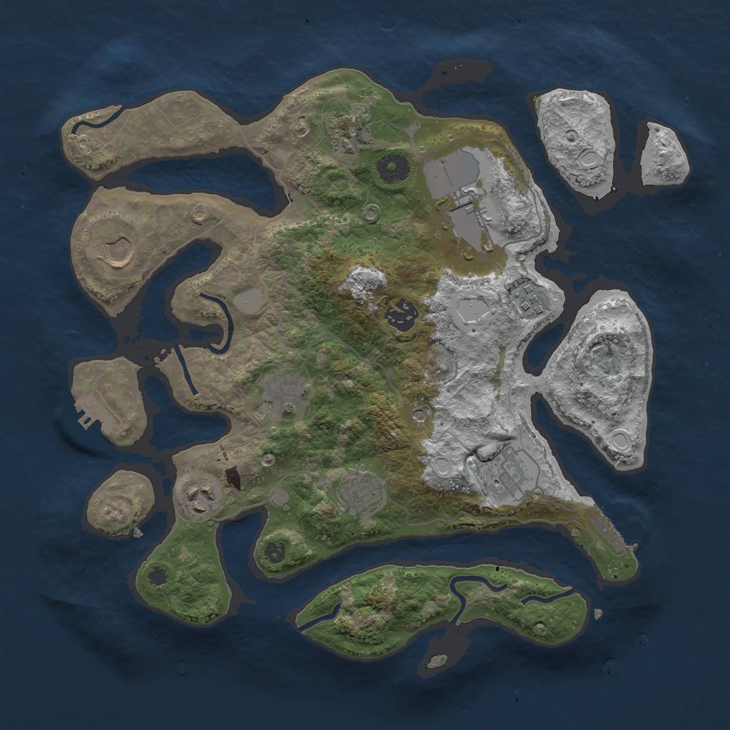 Rust Map: Procedural Map, Size: 3510, Seed: 3890885, 17 Monuments