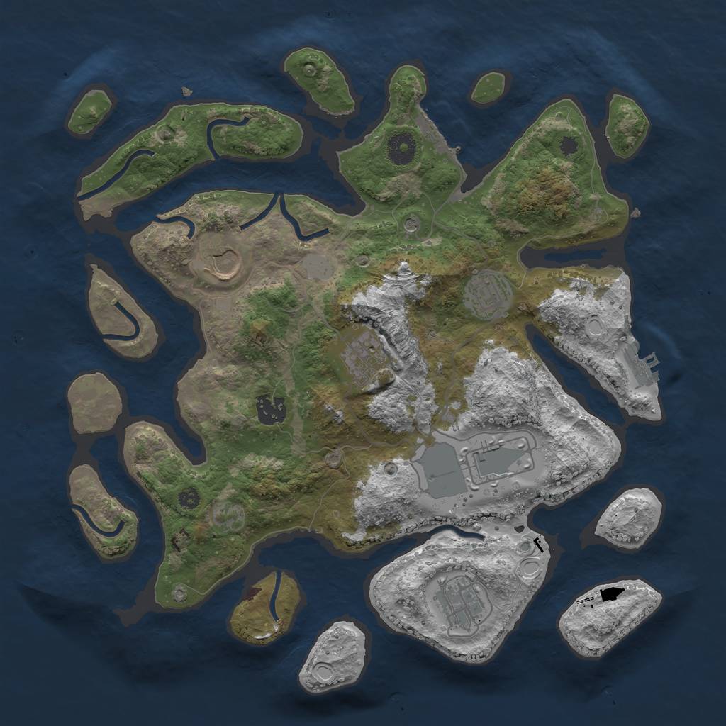 Rust Map: Procedural Map, Size: 3510, Seed: 5922386, 14 Monuments