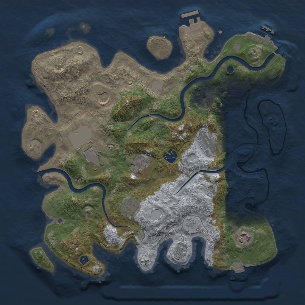 Rust Map: Procedural Map, Size: 3510, Seed: 1696173, 14 Monuments