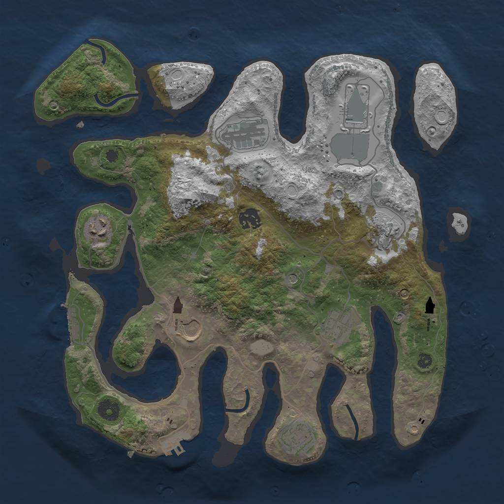Rust Map: Procedural Map, Size: 3500, Seed: 521632, 16 Monuments